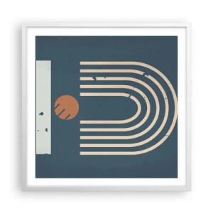 Plakat w białej ramie - Geometria na granacie - 60x60 cm