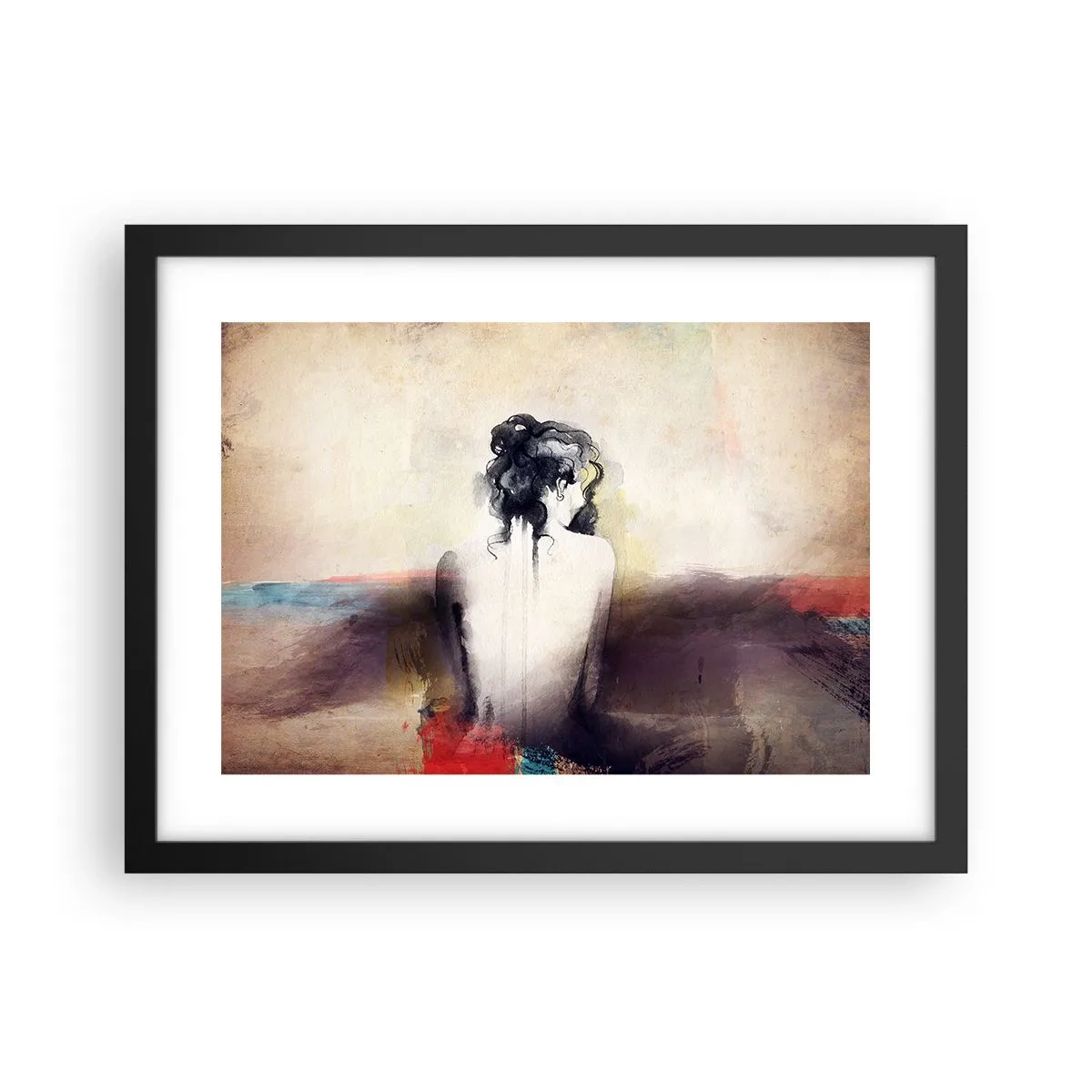 Plakat w czarnej ramie - Łagodne linie, owalne kształty - 40x30 cm