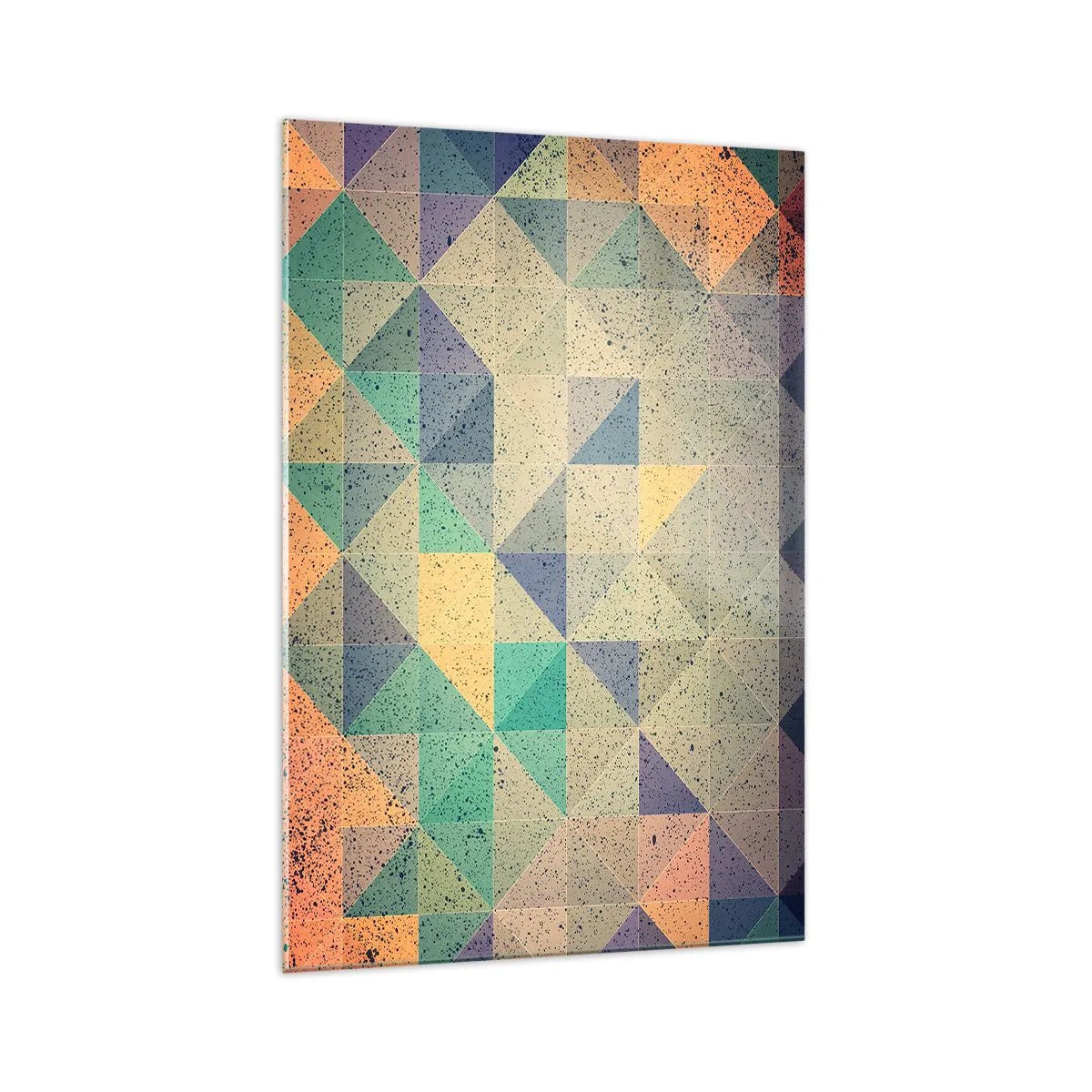 Obraz na szkle - Kolorowa kompozycja geometrycznych trójkątów w pastelowych odcieniach - 70x100cm - Republika trójkątów - Nowoczesna dekoracja ścienna do salonu i sypialni ARTTOR