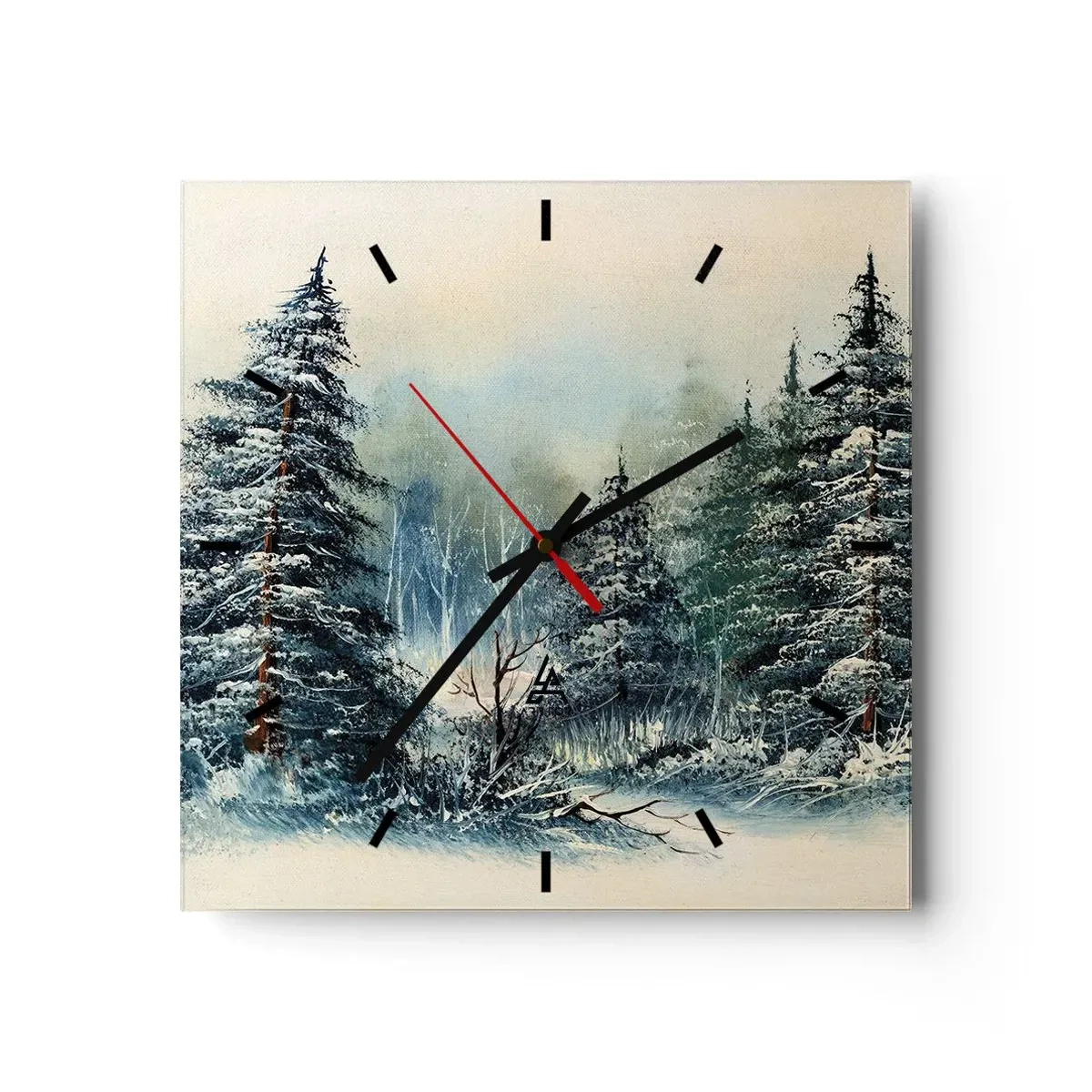 Zegar ścienny - Zimowy krajobraz z zaśnieżonymi drzewami - 30x30cm - Gotowe do Świąt - Nowoczesna dekoracja ścienna do salonu i sypialni ARTTOR