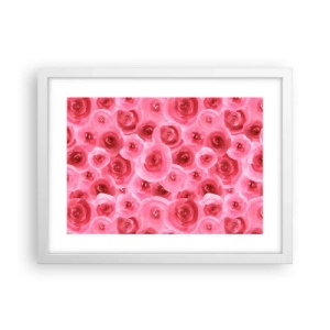 Plakat w białej ramie - Róże na dole i na górze - 40x30 cm