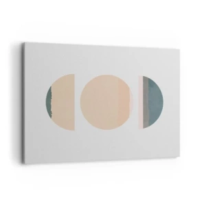 Obraz na płótnie - Abstrakcyjne kształty geometryczne w pastelowych kolorach - 100x70cm - Koło za kołem - Nowoczesna dekoracja ścienna do salonu, kuchni i sypialni ARTTOR
