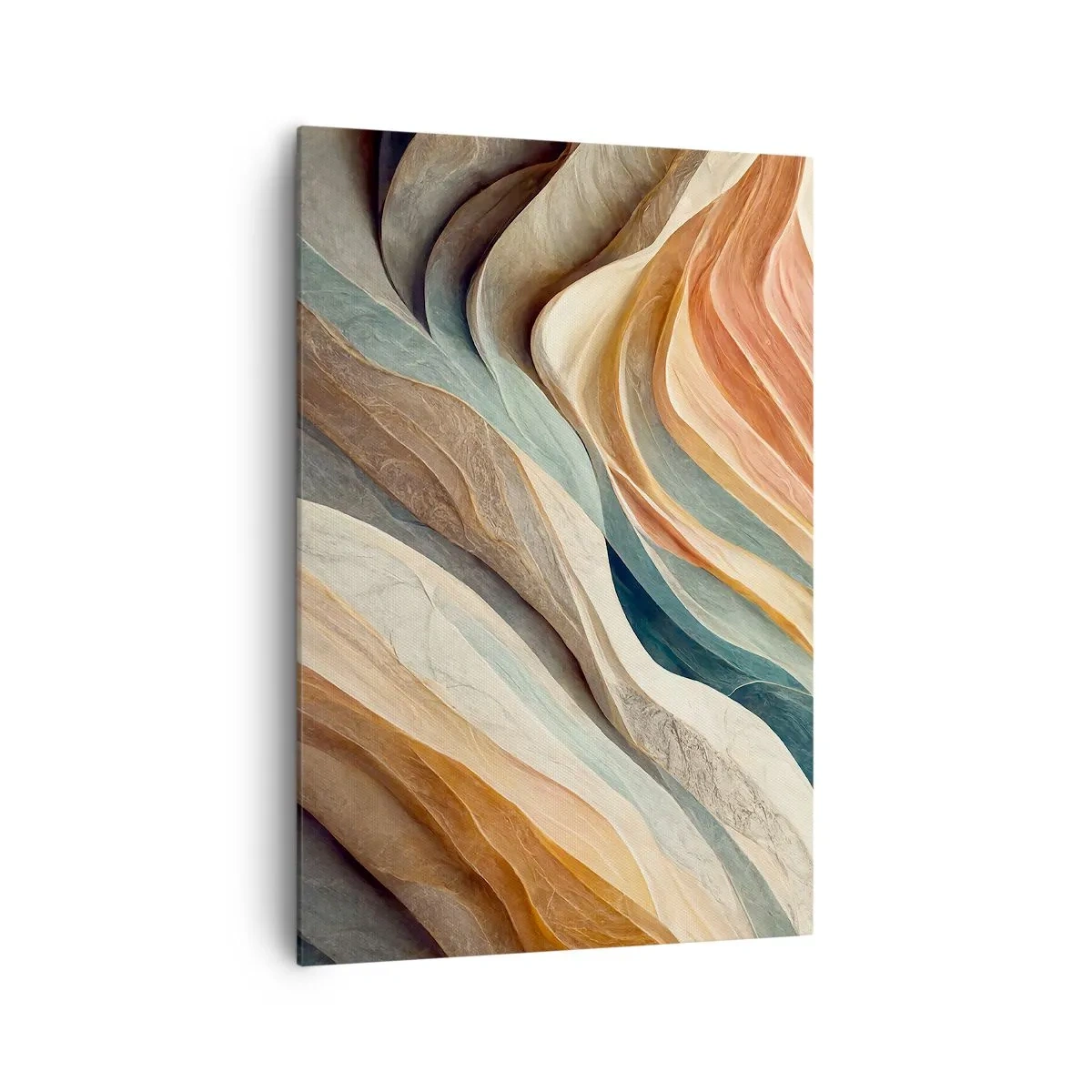 Obraz na płótnie - Abstrakcyjne fale w pastelowych odcieniach - 70x100cm - Chwila przed zmianą - Nowoczesna dekoracja ścienna do salonu i sypialni ARTTOR