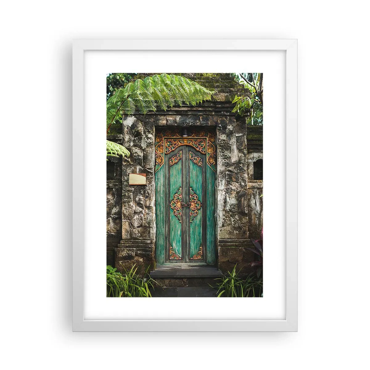 Plakat w białej ramie - Drzwi do egzotycznego świata - 30x40 cm