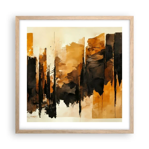 Plakat w ramie jasny dąb - Harmonia czerni i złota - 50x50 cm