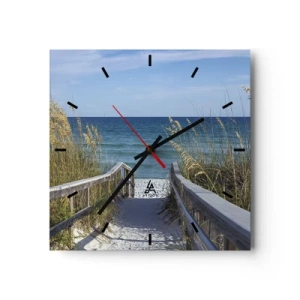 Zegar ścienny - Ścieżka na plażę z widokiem na morze - 30x30cm - W słońcu, na wietrze - Nowoczesna dekoracja ścienna do salonu i sypialni ARTTOR