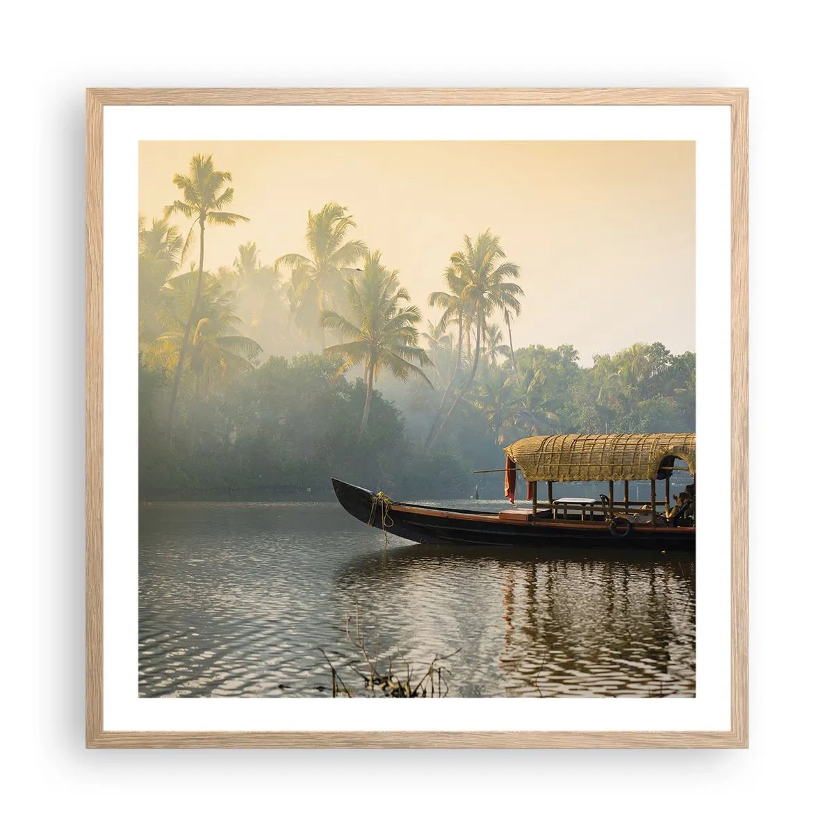 Plakat w ramie jasny dąb - Dom na rzece - 60x60 cm