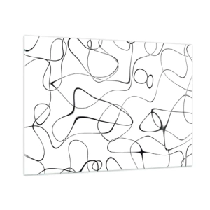Obraz na szkle - Abstrakcyjne czarne linie na białym tle - 100x70cm - Ścieżki życia, koleje losu - Nowoczesna dekoracja ścienna do salonu, kuchni i sypialni ARTTOR