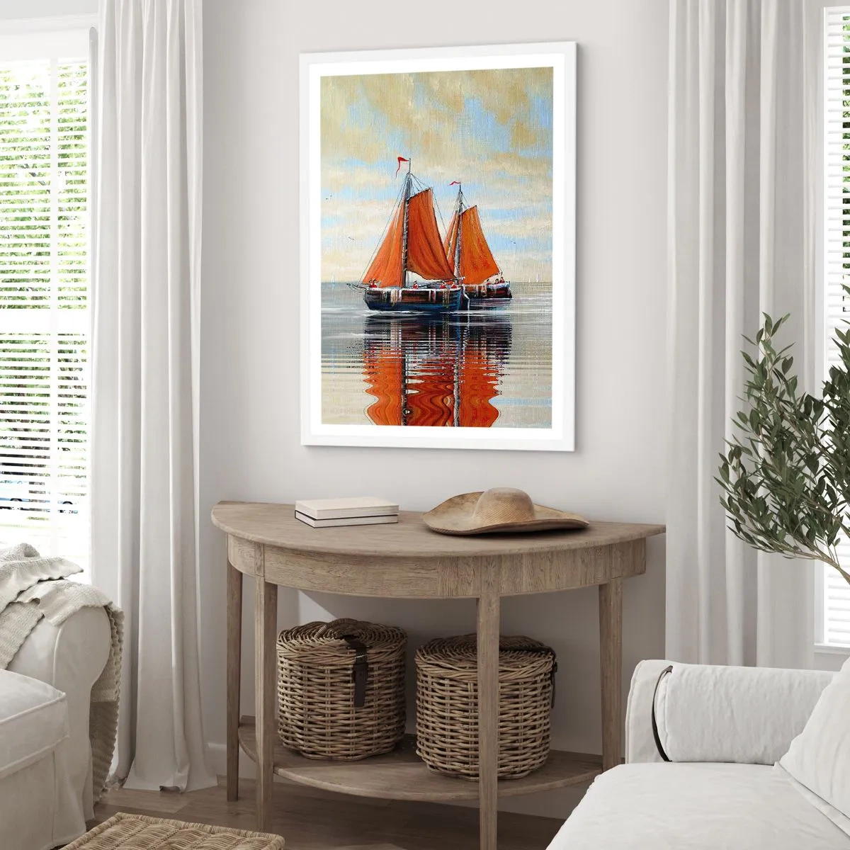 Plakat w białej ramie - Hej, żeglujże, żeglarzu… - 70x100 cm