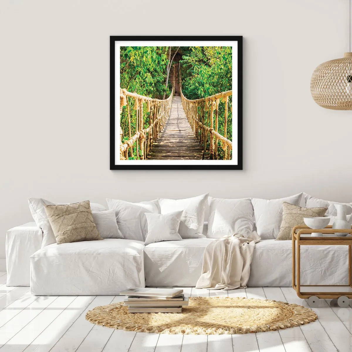 Plakat w czarnej ramie - Zawieszony w zieleni - 40x40 cm
