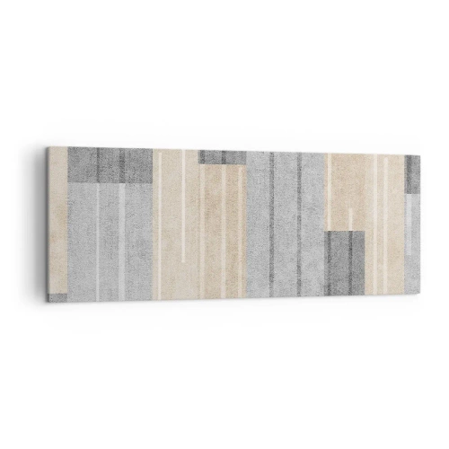 Obraz na płótnie - Geometryczna kompozycja w odcieniach szarości i beżu - 140x50cm - Kompozycja: trzymać pion - Nowoczesna dekoracja ścienna do salonu i sypialni ARTTOR