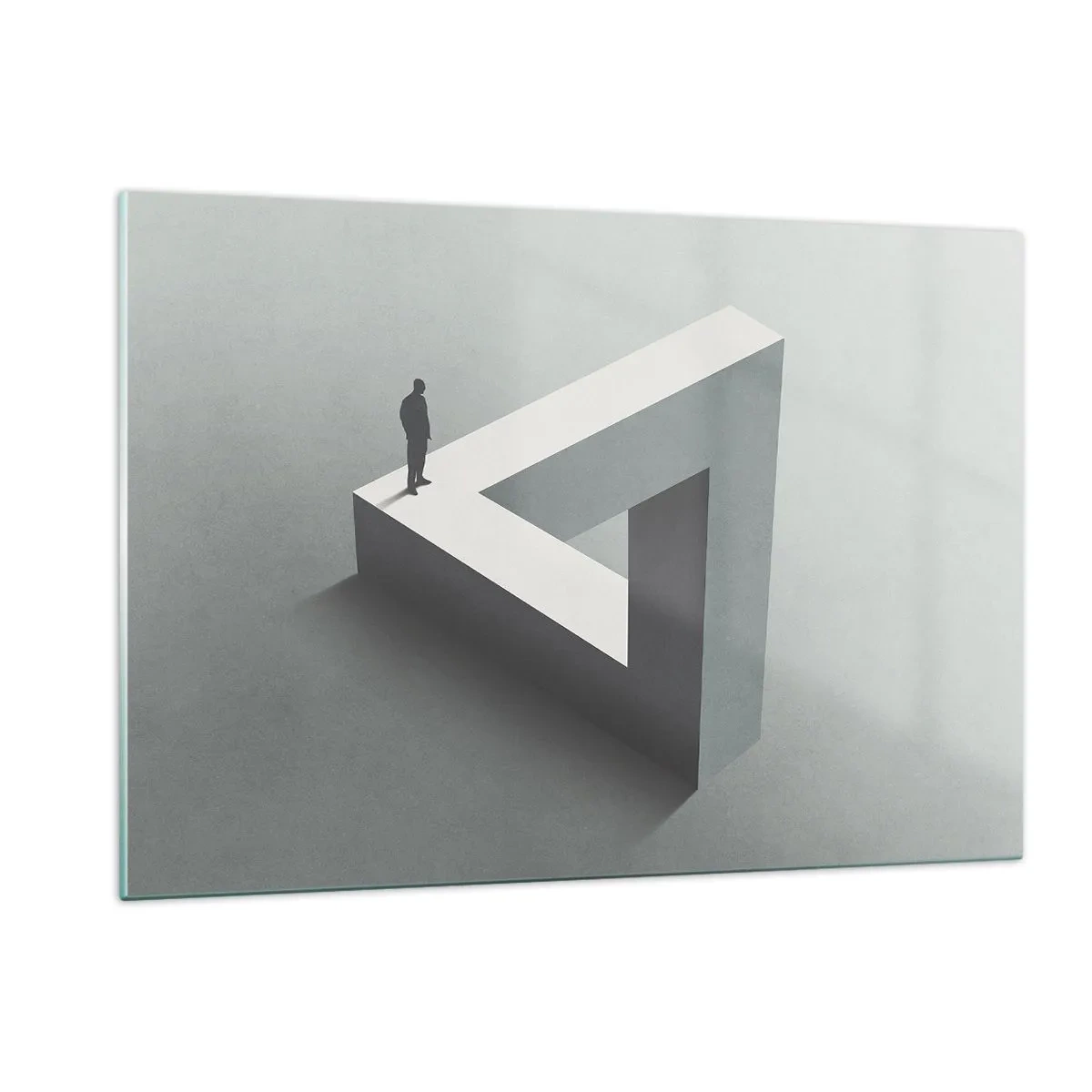 Obraz na szkle - Postać na geometrycznej strukturze w stylu iluzji optycznej - 120x80cm - A jednak możliwe - Nowoczesna dekoracja ścienna do salonu, kuchni i sypialni ARTTOR