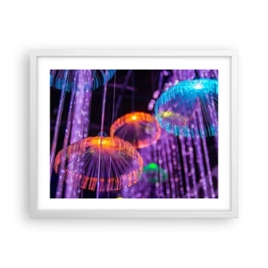 Plakat w białej ramie - Świetlna fontanna - 50x40 cm