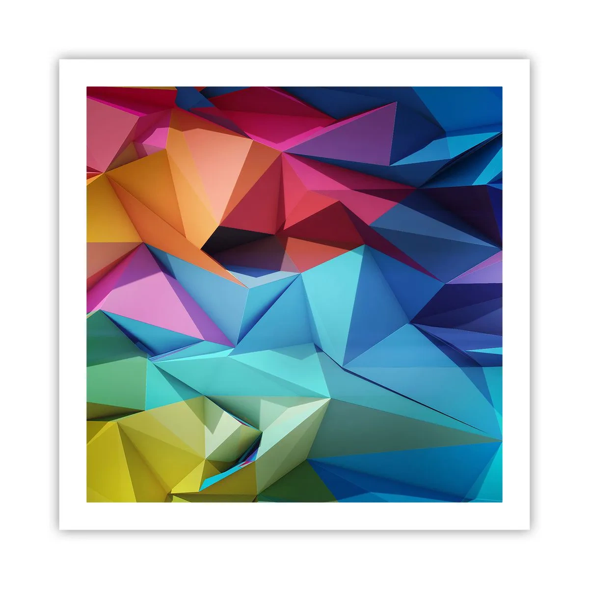 Plakat - Tęczowe origami - 60x60 cm
