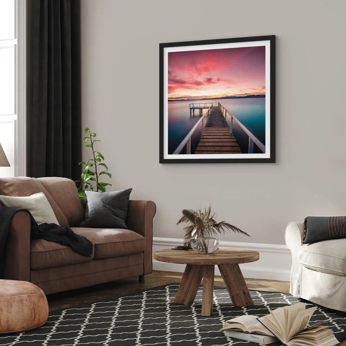 Plakat w czarnej ramie - Łagodny płomień wieczoru - 40x40 cm