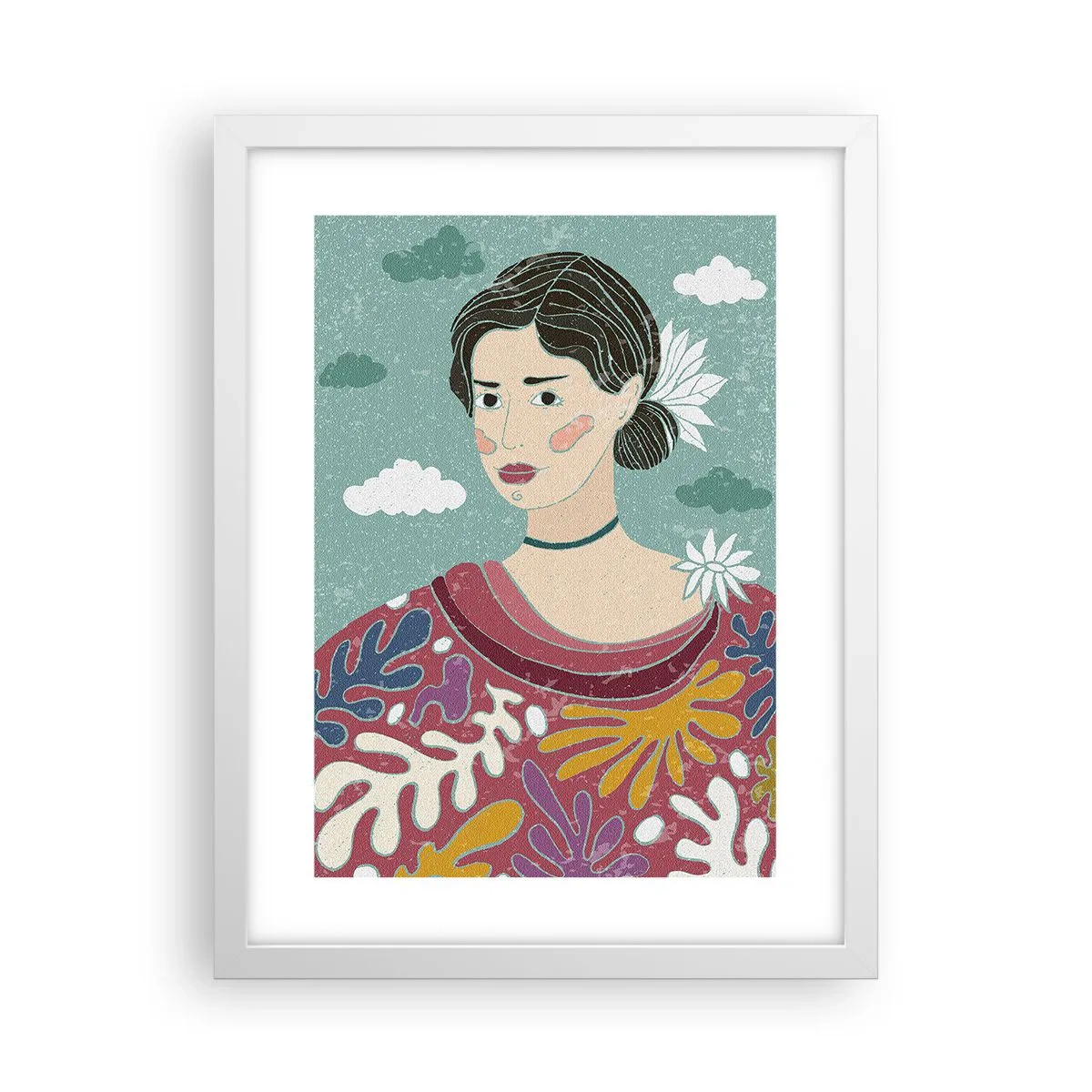 Plakat w białej ramie - Z melancholią w spojrzeniu - 30x40 cm