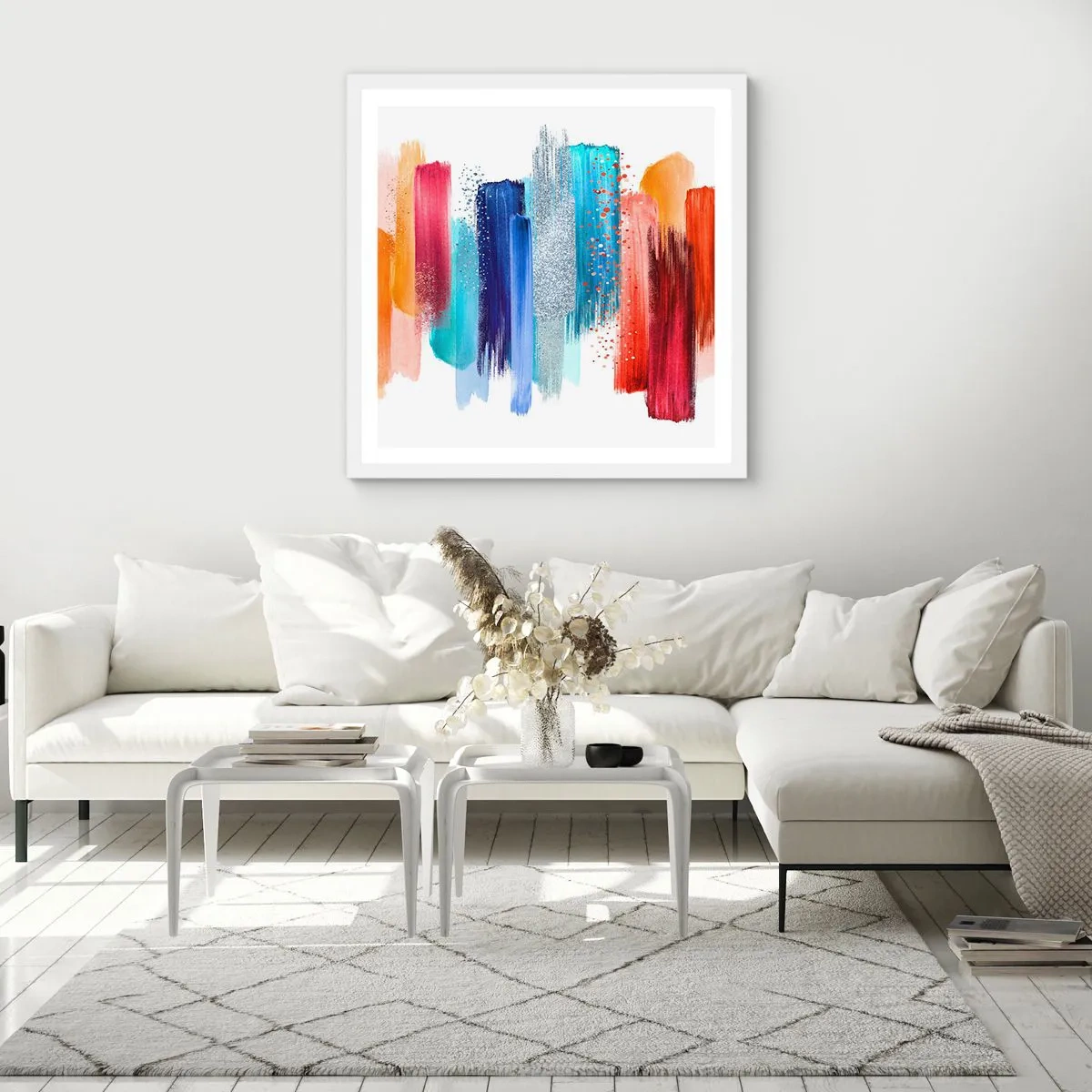 Plakat w białej ramie - W górę i w dół  - 60x60 cm