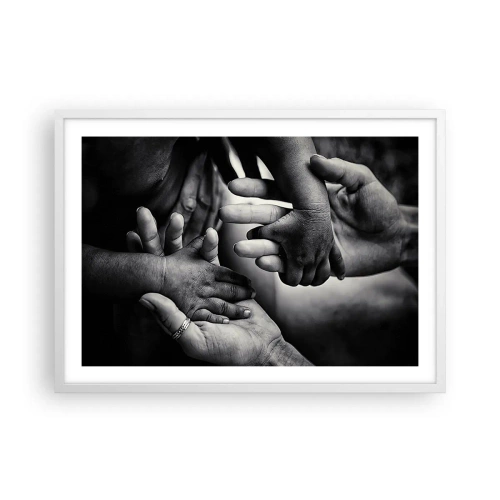 Plakat w białej ramie - Być człowiekiem - 70x50 cm