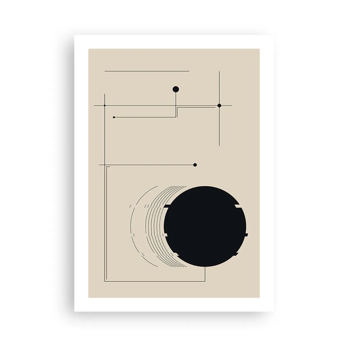 Plakat - Minimalistyczna kompozycja geometryczna na beżowym tle - 50x70cm - Sprężysta i dynamiczna kompozycja - Nowoczesna dekoracja ścienna do salonu, kuchni i sypialni ARTTOR