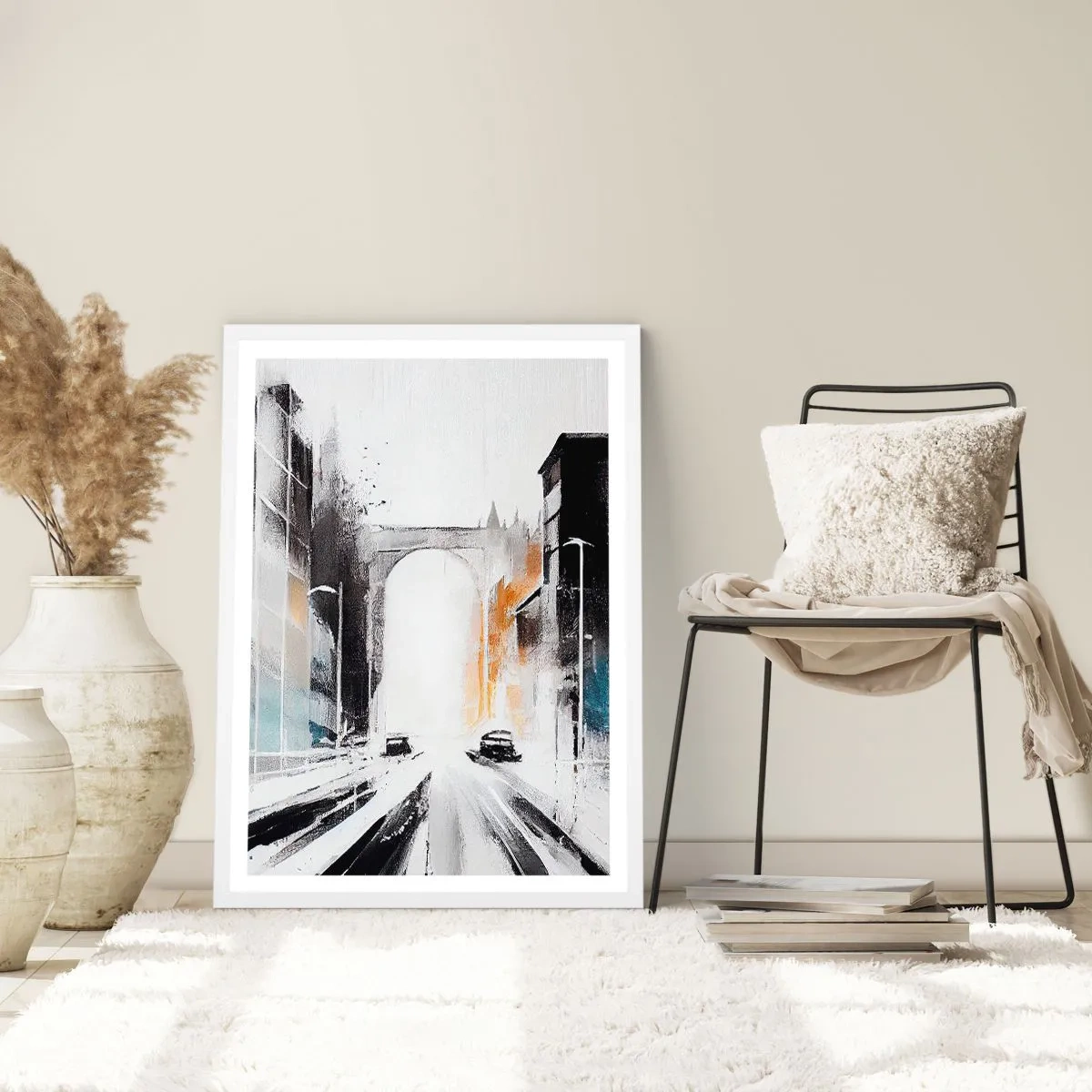 Plakat w białej ramie - Studium miasta: architektura i ruch - 50x70 cm