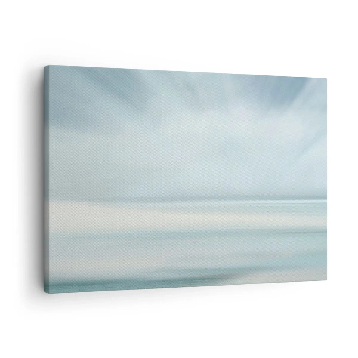 Obraz na płótnie - Minimalistyczny pejzaż w delikatnych odcieniach błękitu - 70x50cm - Spokój aż po horyzont - Nowoczesna dekoracja ścienna do salonu i sypialni ARTTOR