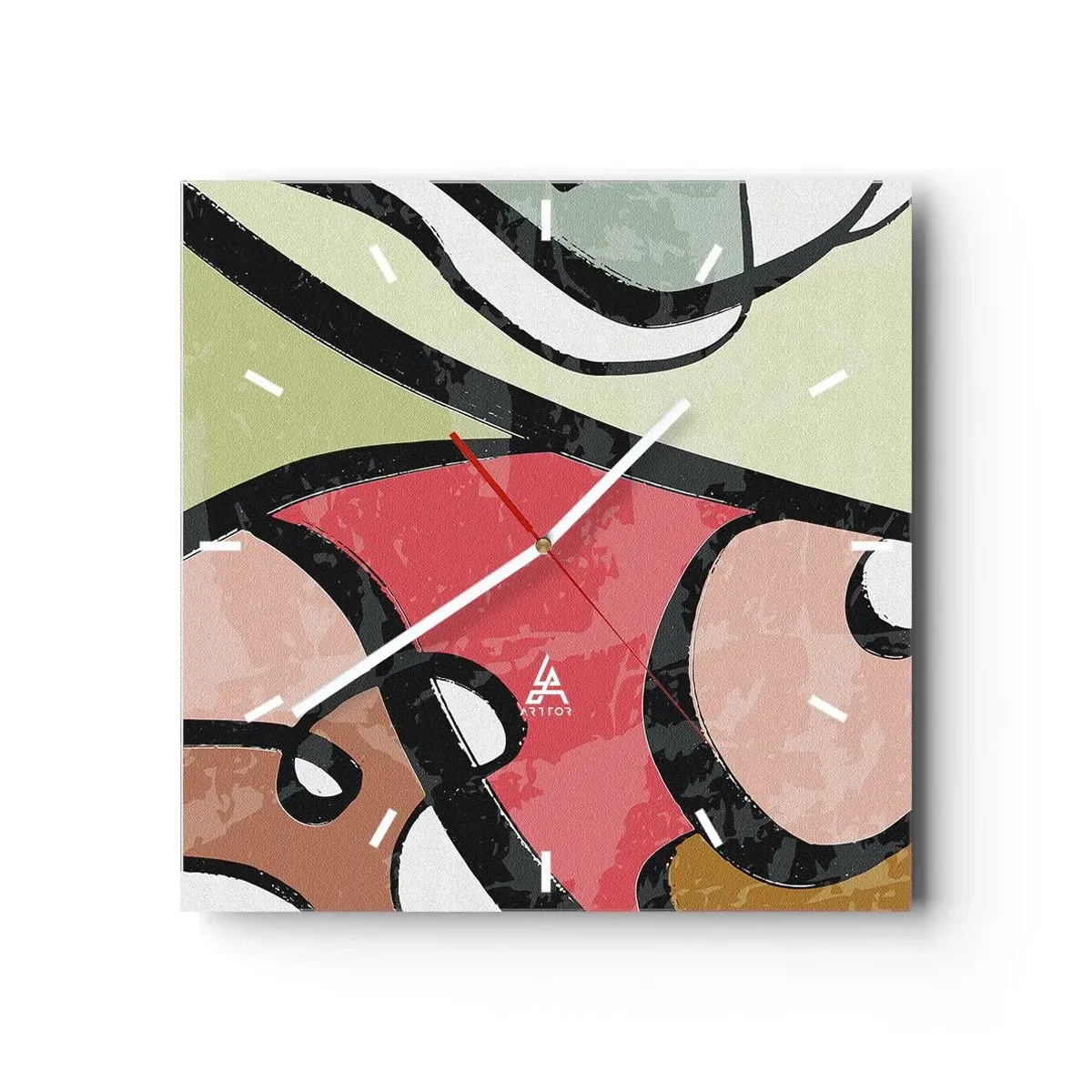 Zegar ścienny - Piruety wśród barw - 40x40 cm