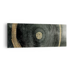 Obraz na płótnie - Koncentryczne kręgi z akcentami złota - 140x50cm - Zmiana i trwanie - Nowoczesna dekoracja ścienna do salonu i sypialni ARTTOR