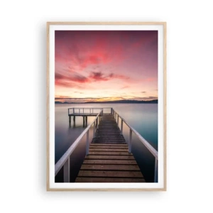 Plakat w ramie jasny dąb - Łagodny płomień wieczoru - 70x100 cm