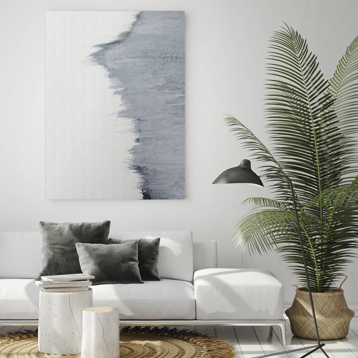 Obraz na szkle - Abstrakcyjna kompozycja w odcieniach szarości przypominająca zapis na tle bieli - 50x70cm - Tajemniczy zapis - Nowoczesna dekoracja ścienna do salonu, kuchni i sypialni ARTTOR