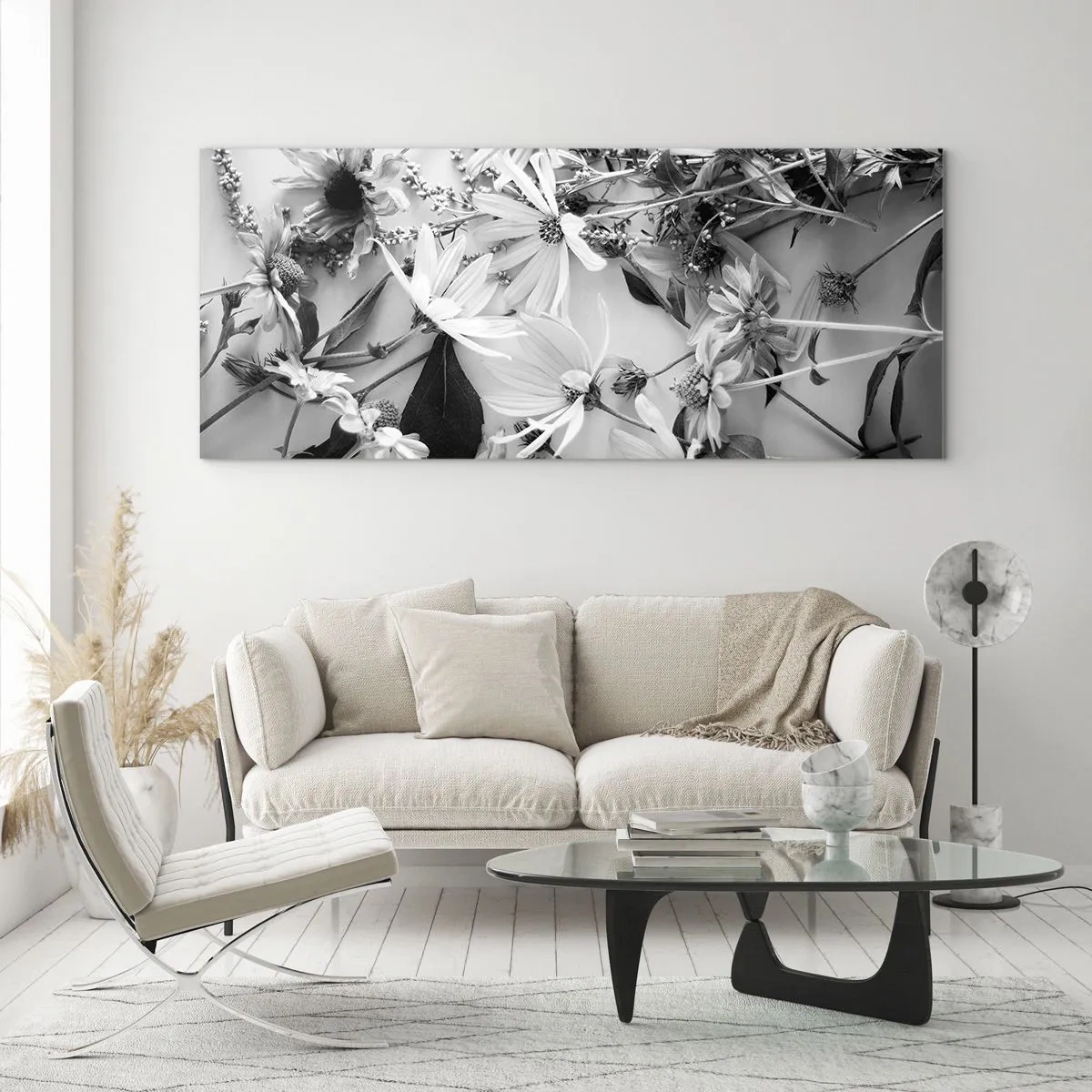 Obraz na szkle - Nie-bukiet kwiatów - 100x40 cm