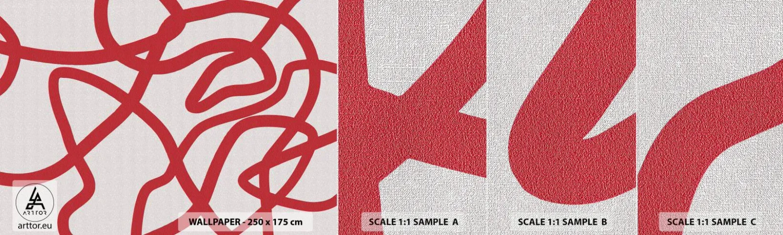 Fototapeta Próbka Premium Canvas - Czerwono na białym - Minimalizm, Sztuka, Linie - 100x30 cm