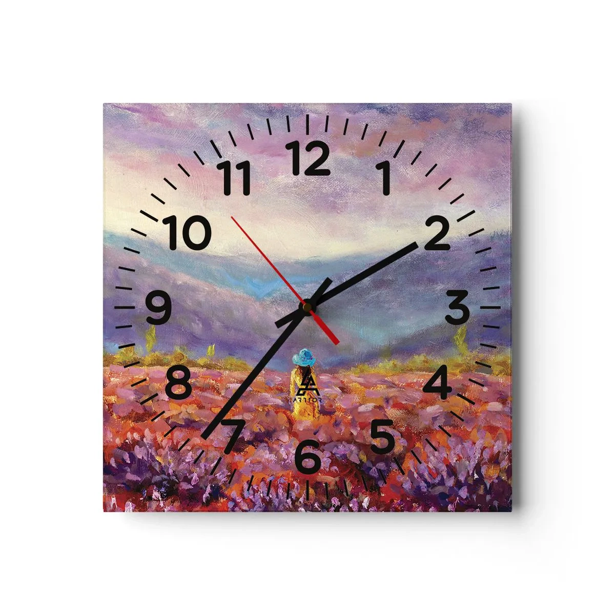 Zegar ścienny - W lawendowym świecie - 40x40 cm