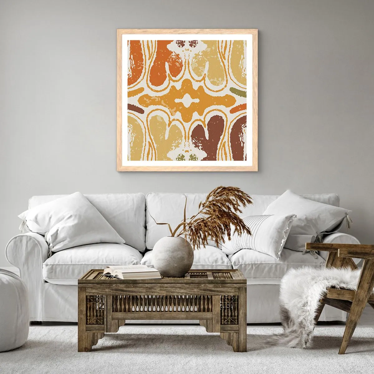 Plakat w ramie jasny dąb - Abstrakcja sentymentalna - 60x60 cm