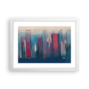 Plakat w białej ramie - Kompozycja wertykalna w błękicie i czerwieni - 40x30 cm