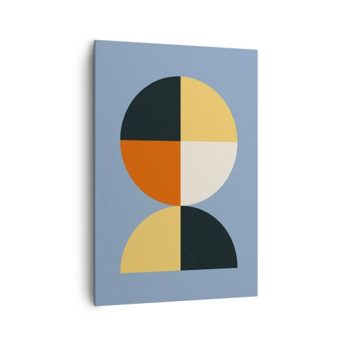 Obraz na płótnie - Geometryczne koła na błękitnym tle - 70x100cm - Patrz i licz - Nowoczesna dekoracja ścienna do salonu i sypialni ARTTOR