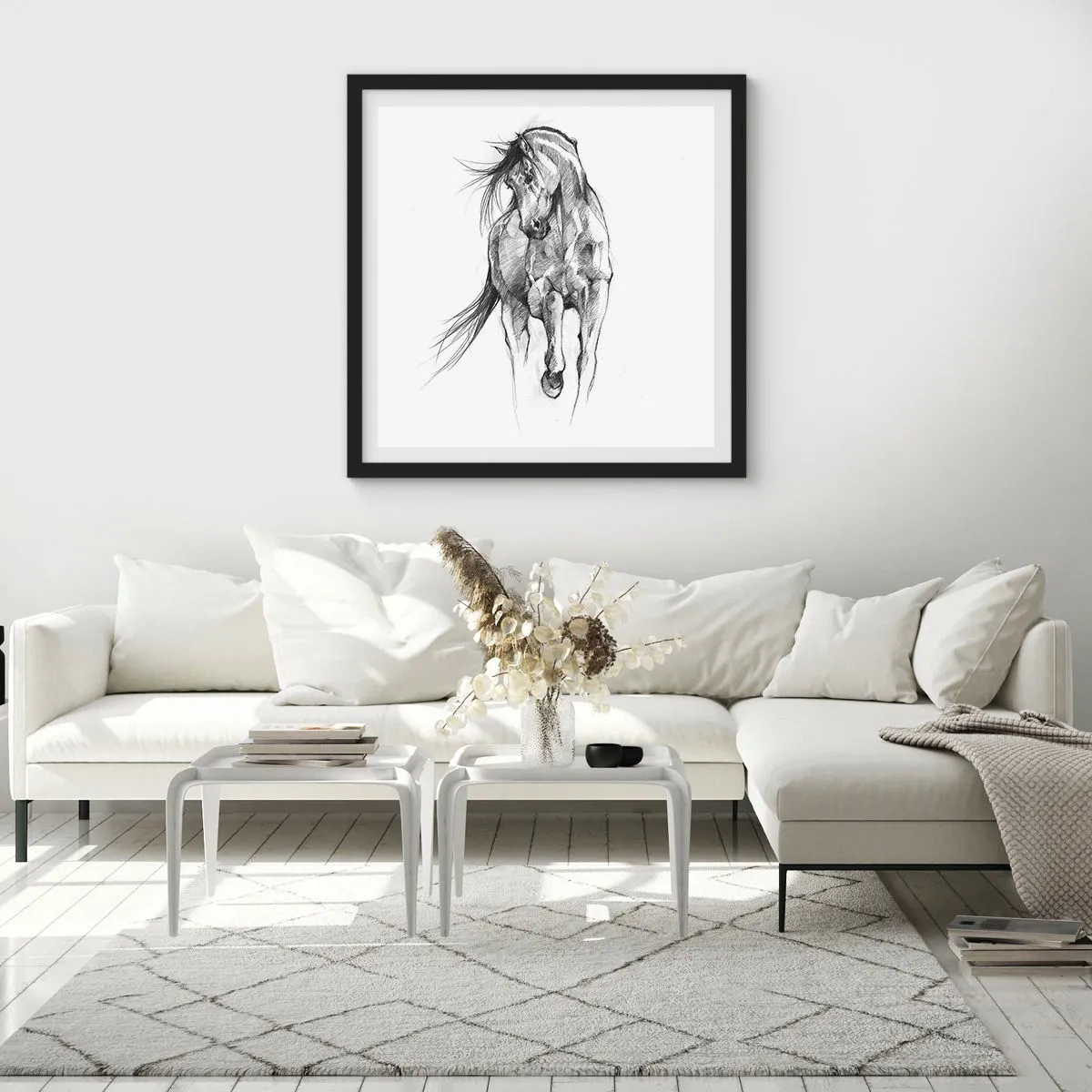 Plakat w czarnej ramie - We wdzięcznym kłusie - 30x30 cm