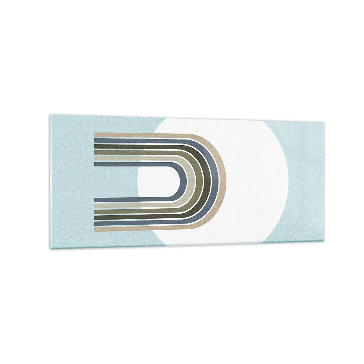 Obraz na szkle - Minimalistyczna kompozycja z okręgiem i liniami na pastelowym tle - 120x50cm - Nieodparte przyciąganie - Nowoczesna dekoracja ścienna do salonu i sypialni ARTTOR