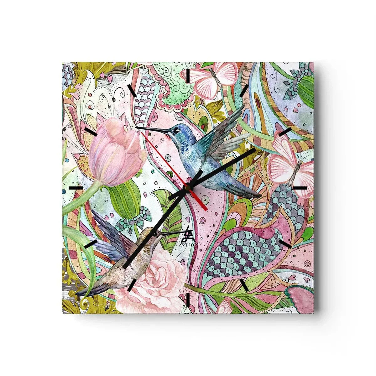 Zegar ścienny - Wplątane w pnączach - 40x40 cm