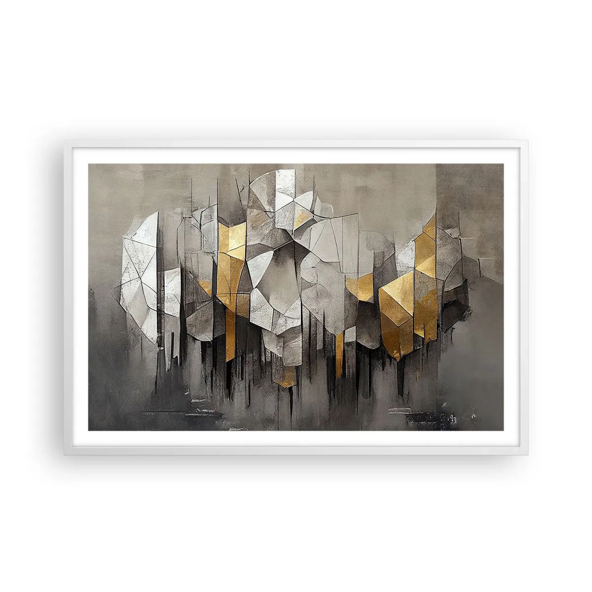 Plakat w białej ramie - Kompozycja z lodu i światła - 91x61 cm