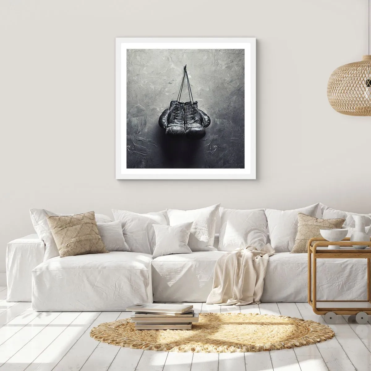 Plakat w białej ramie - Czas walki i czas pokoju - 40x40 cm