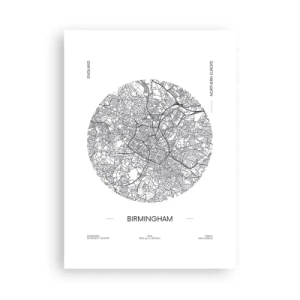 Plakat - Minimalistyczna mapa Birmingham w czarno-białym stylu - 50x70cm - Anatomia Birmingham - Nowoczesna dekoracja ścienna do salonu, kuchni i sypialni ARTTOR