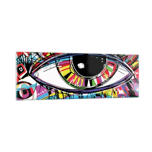 Obraz na szkle - Kolorowe oko - kolorowa dusza - 90x30 cm
