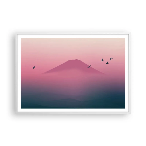 Plakat w białej ramie - Wędrowcy ponad chmurami - 100x70 cm