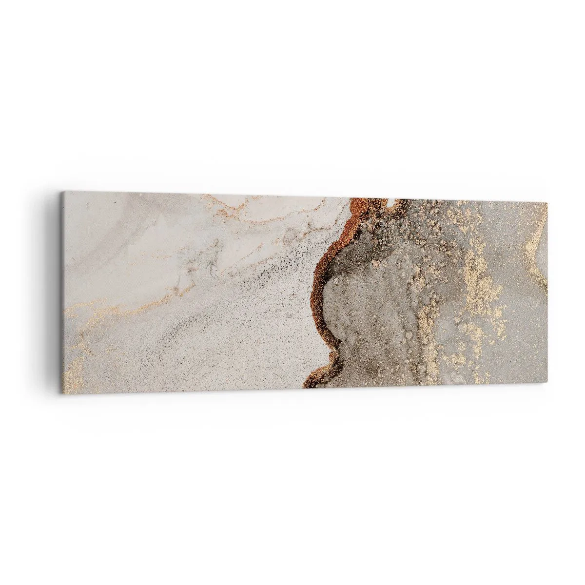 Obraz na płótnie - Abstrakcyjny motyw z odcieniami złota i szarości - 140x50cm - Na granicy barw - Nowoczesna dekoracja ścienna do salonu i sypialni ARTTOR