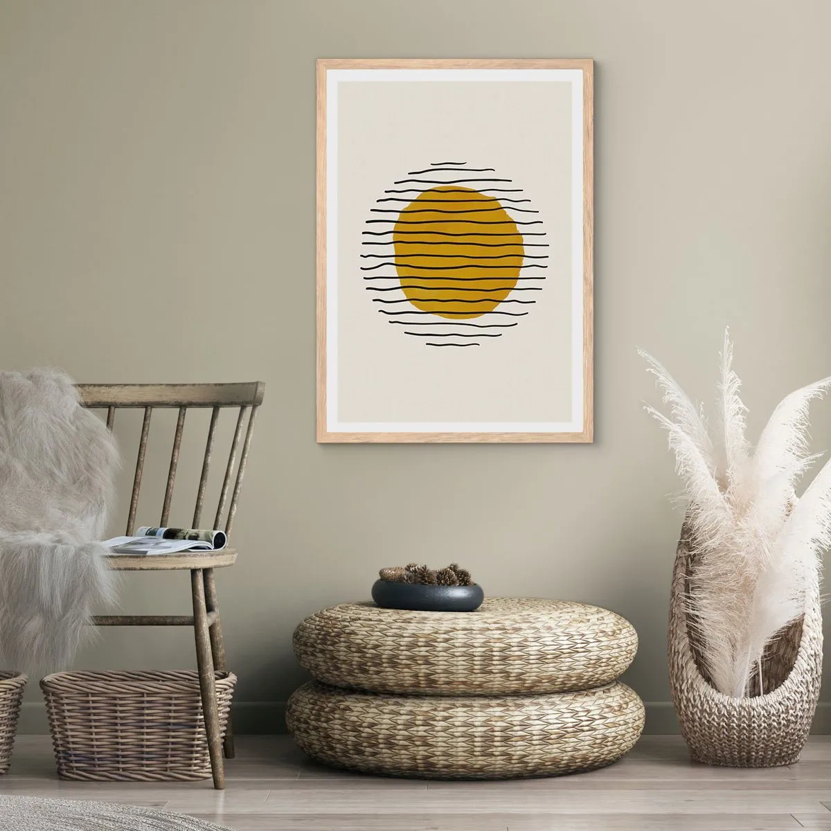 Plakat w ramie jasny dąb - Abstrakcja drżąca od żaru - 30x40 cm