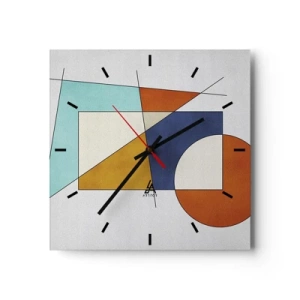 Zegar ścienny - Modernistyczna kompozycja geometrycznych kształtów i kolorów - 30x30cm - Abstrakcja: modernistyczna zabawa - Nowoczesna dekoracja ścienna do salonu i sypialni ARTTOR