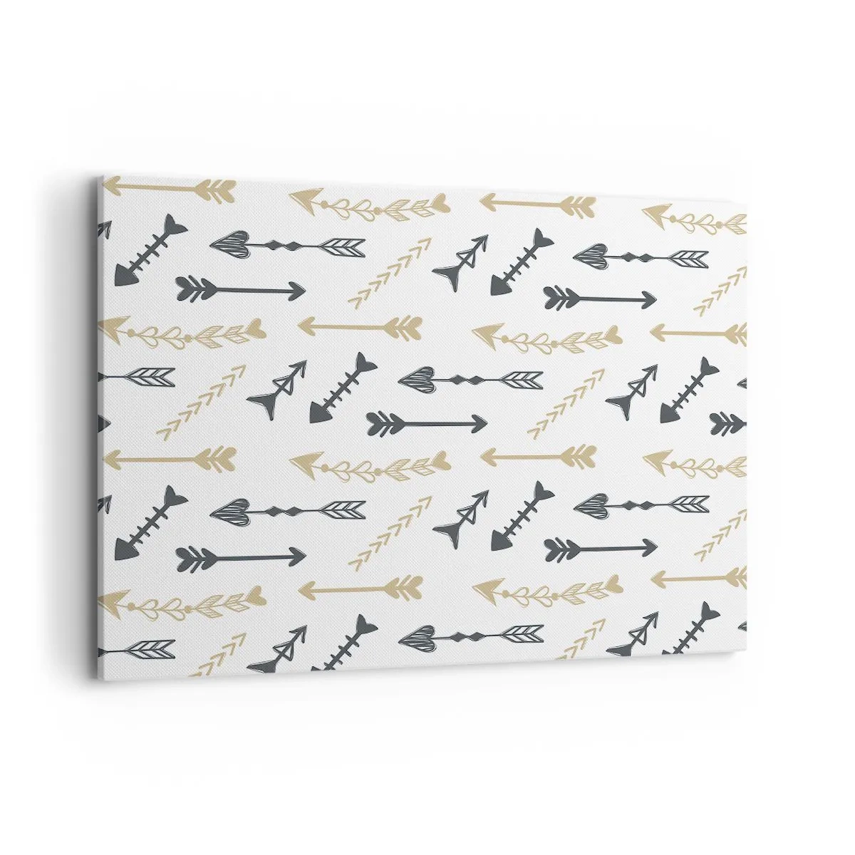Obraz na płótnie - Minimalistyczny wzór ze strzałami w beżowej i szarej kolorystyce - 100x70cm - Sen łucznika - Nowoczesna dekoracja ścienna do salonu, kuchni i sypialni ARTTOR