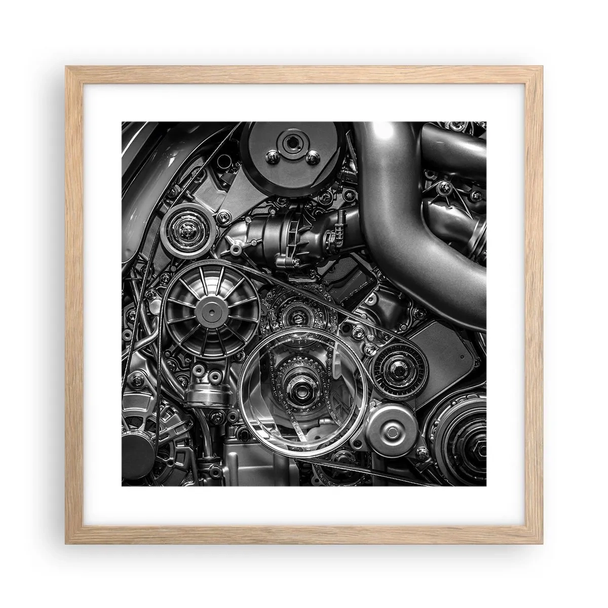 Plakat w ramie jasny dąb - Poezja mechaniki - 40x40 cm