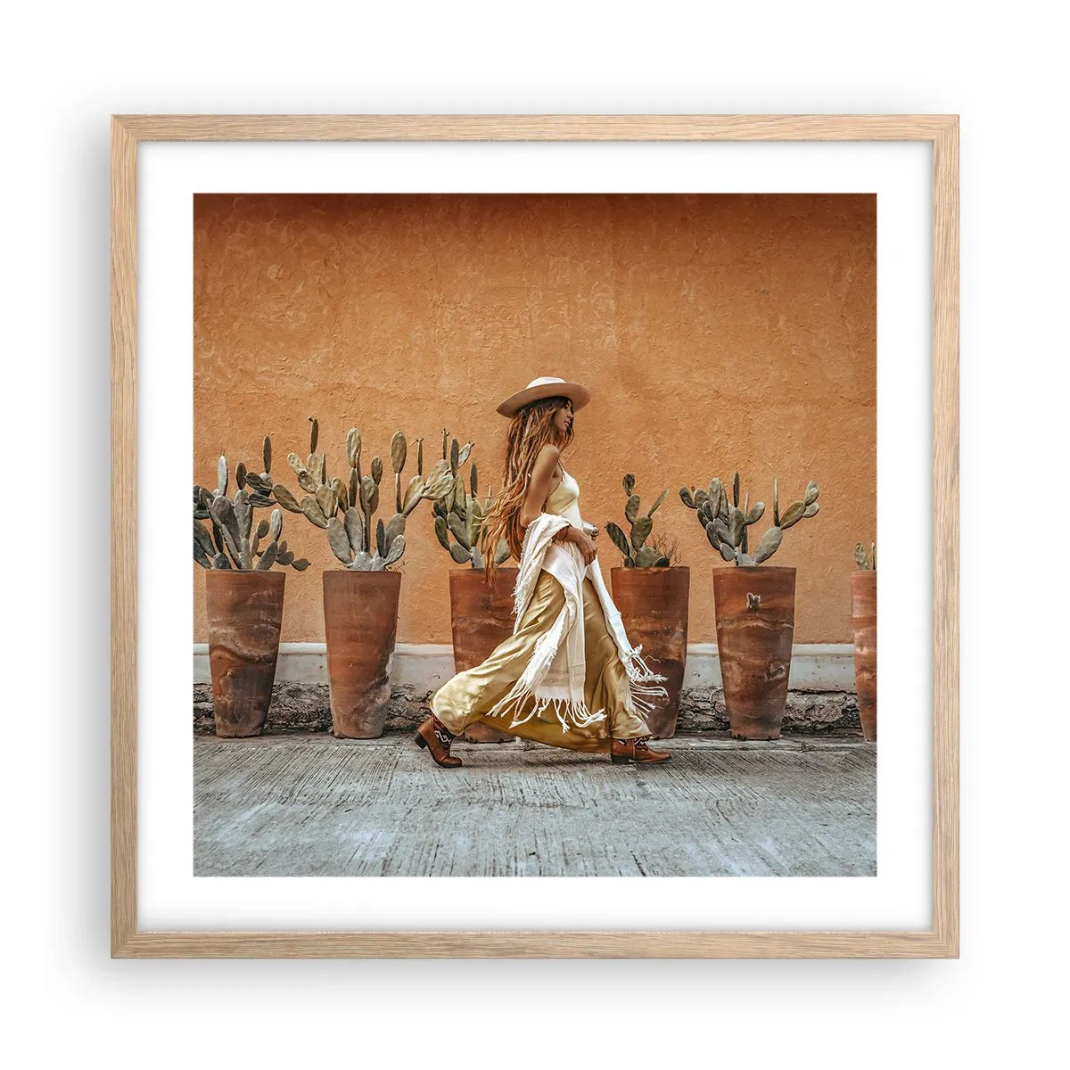 Plakat w ramie jasny dąb - W stylu hippie - 50x50 cm