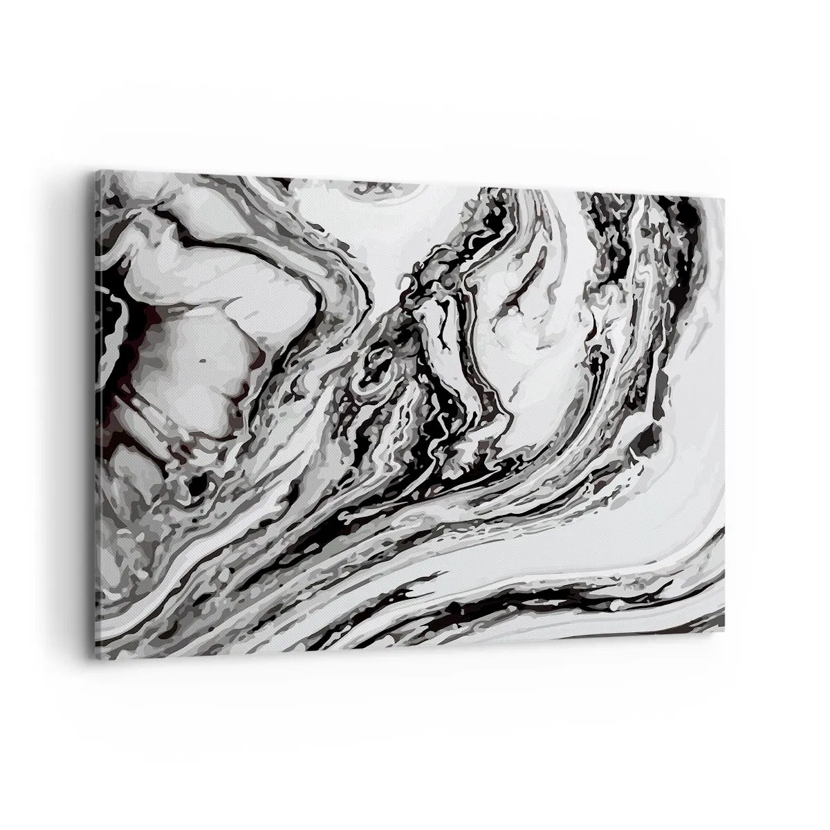 Obraz na płótnie - Abstrakcyjny marmurkowy wzór w czerni i bieli - 120x80cm - Na poczatku był chaos - Nowoczesna dekoracja ścienna do salonu, kuchni i sypialni ARTTOR